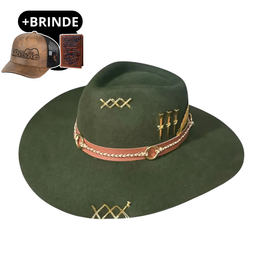 Chapéu 3 Cravos Verde + Boné e Carteira GRÁTIS