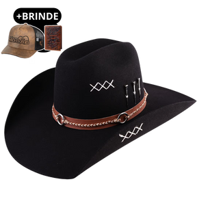 Chapéu 3 Cravos Americano Preto + Boné e Carteira GRÁTIS