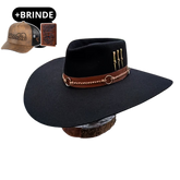 Chapéu 3 Cravos Casca de Bala Preto + Boné e Carteira GRÁTIS