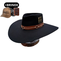 Chapéu 3 Cravos Casca de Bala Preto + Boné e Carteira GRÁTIS
