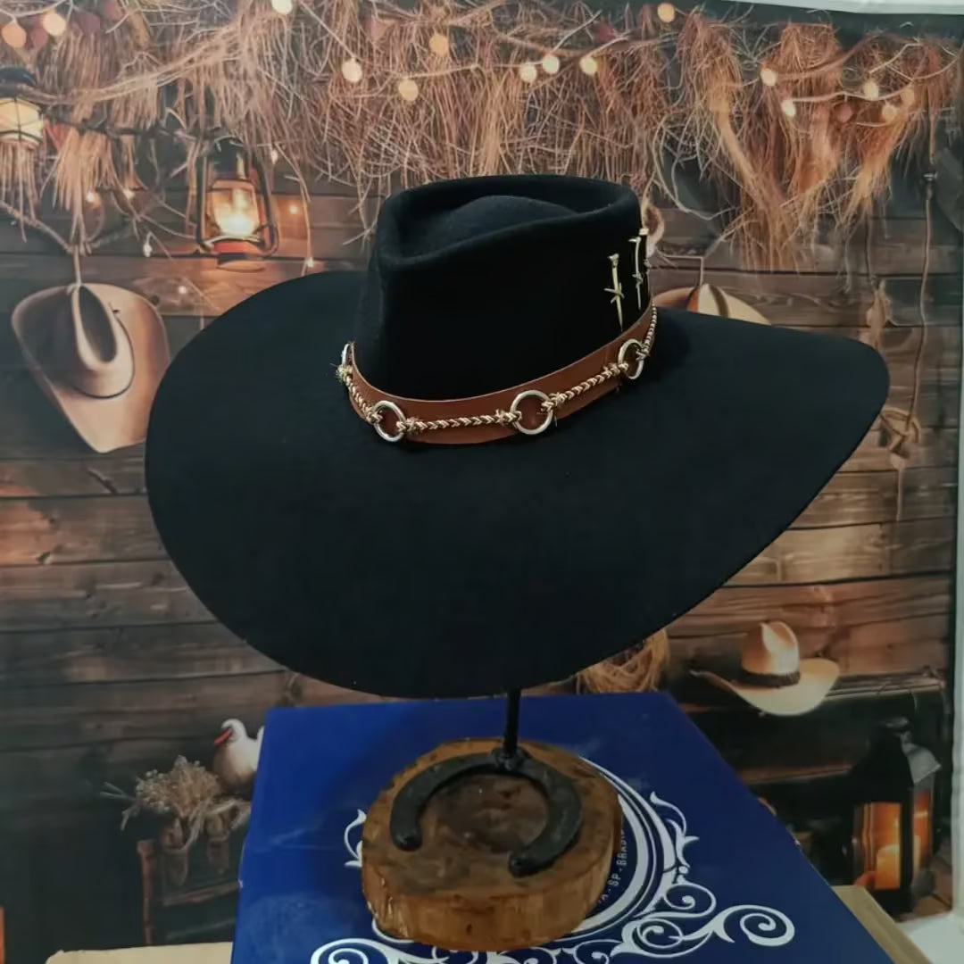 Chapéu 3 Cravos Casca de Bala Preto + Boné e Carteira GRÁTIS